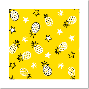 Yellow Starry Pineapples Posters and Art